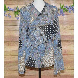 Lane Bryant Mixed Print Floral & Polka Dot Sheer Wrap Blouse Top Size 14W 16W
